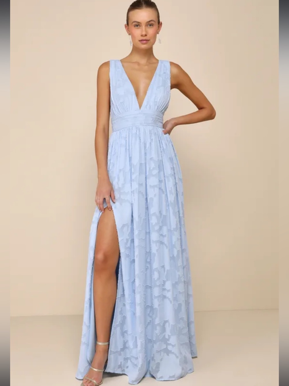 Sweet Sophistication Light Blue Burnout Floral Maxi Dress